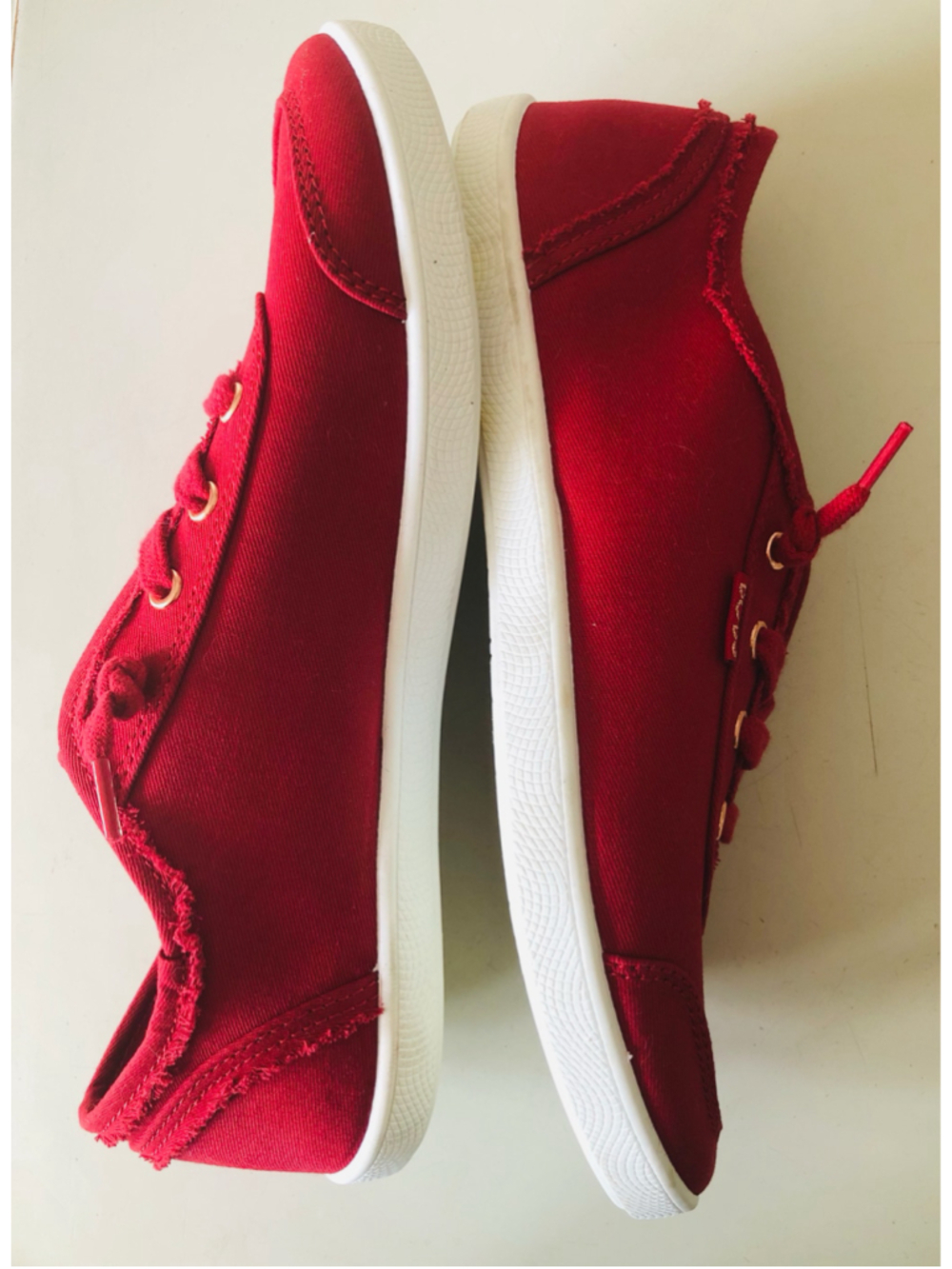 Bobs Skechers Bobs B Cute Dark Red Canvas Memory Foam Slip On Fashion Sneakers - Picture 4 of 12